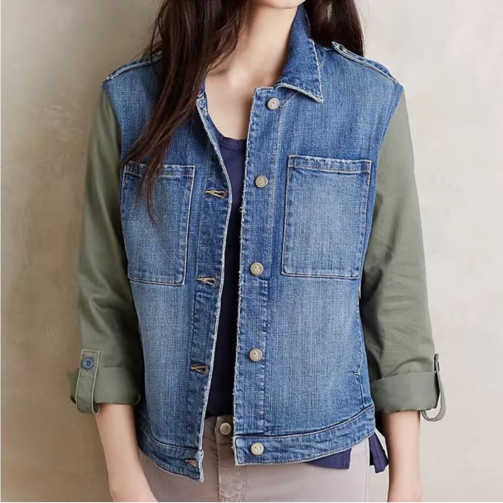 Pilcro & the Letterpress Denim Military Jacket Women's Small